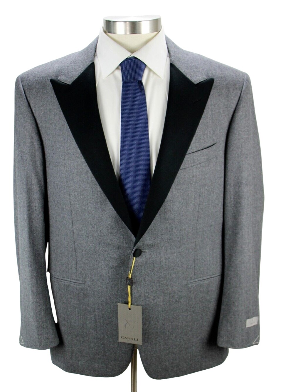 CANALI Tuxedo Suit 48 R fits 46 (58 EU) Mens Grey Wool Peak One Button 2 Piece